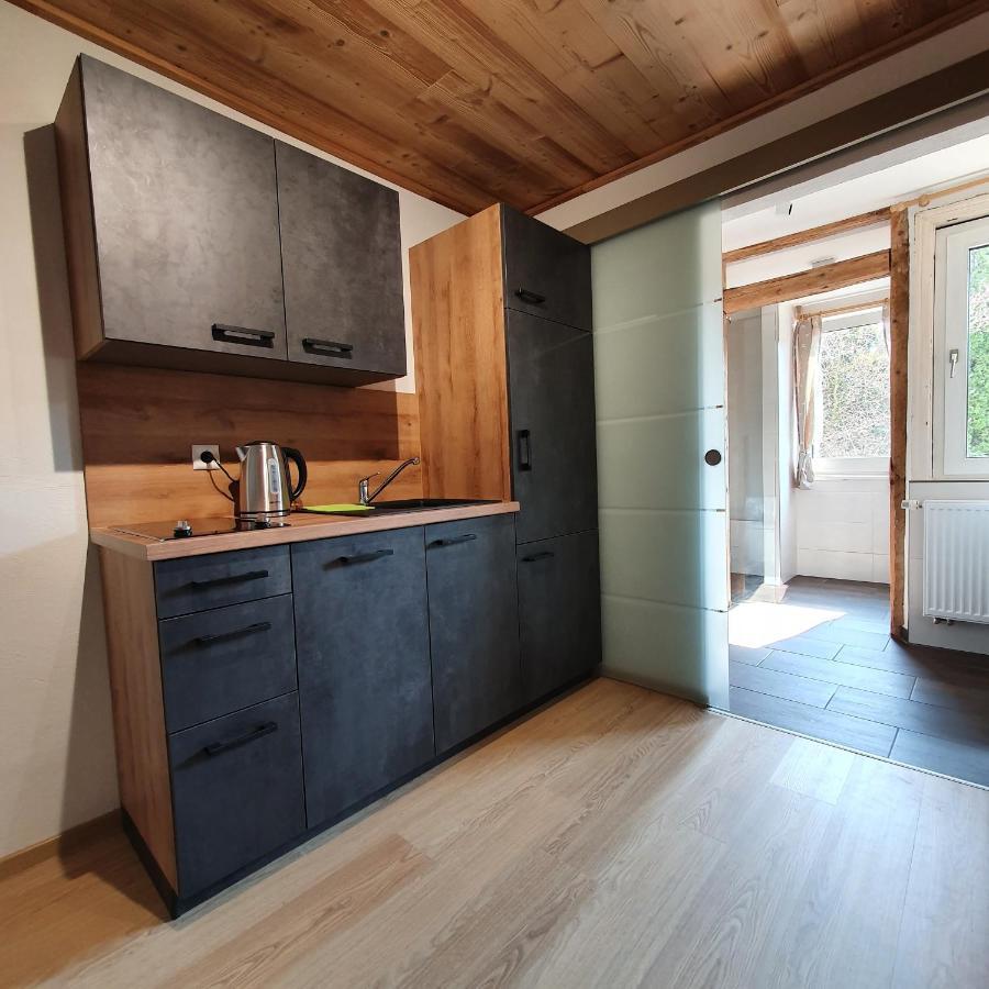Alte Backstube - Ferienwohnung Huettenstube Und Ferienzimmer Auszeit Erkenbrechtsweiler エクステリア 写真